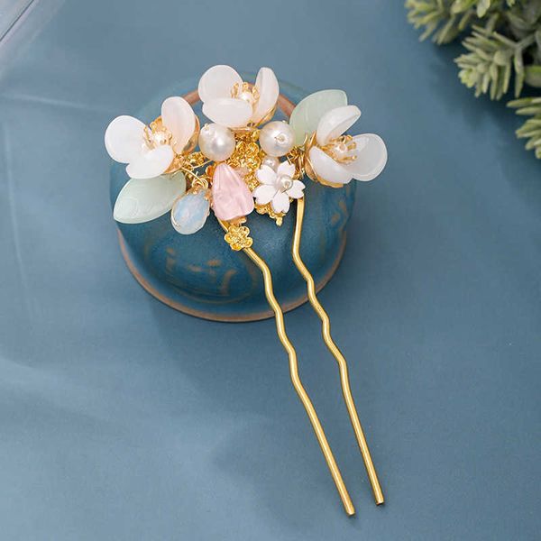

wedding hair jewelry vintage hairpin forks hair jewelry for women handmade u-shaped pearl flower hair stick bride wedding hair accessories j, Slivery;golden