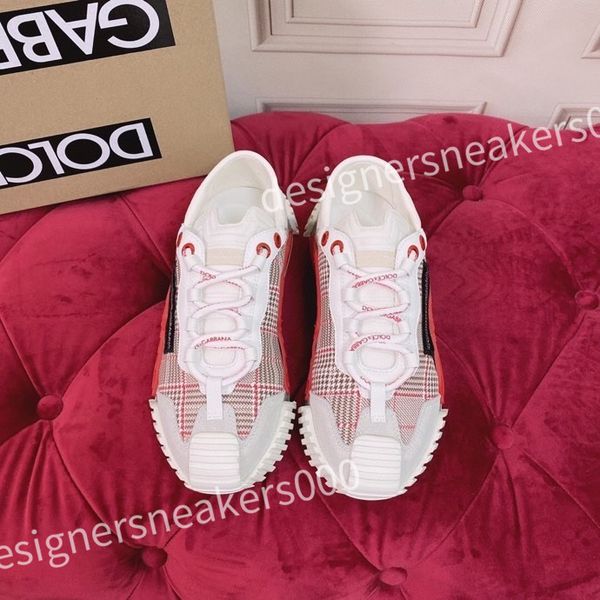 

2023 new luxury designer men's and women's sports shoes casual shoes leather lace up flat shoes retro canvas shoes men's and, Red;white