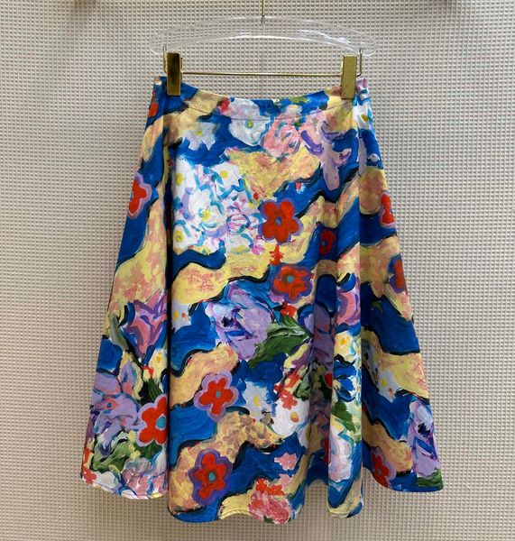 

a line skirt fashion band 2023 summer art oli painting cotton skirt, Black