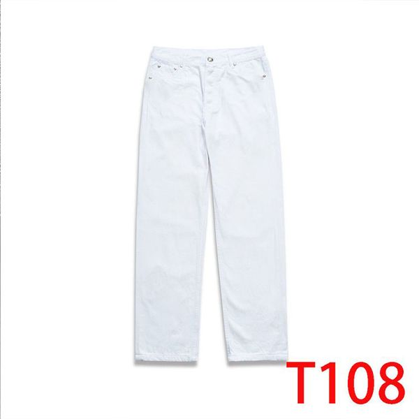 

t108 jeans cotton version new leather cross pants white sanskrit letter fashion punk hip hop couple style, Silver