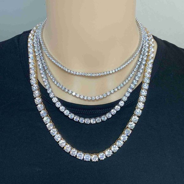 

zuanfa wholesale hip hop 316l stainless steel iced out cz diamond tennis necklace chain, Silver