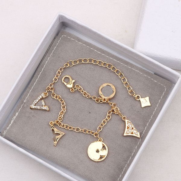 

designer brand bracelet women chain pendant charm link chains exquisite luxury 14k gold plated birthday valentine's day exclusive gift, Black