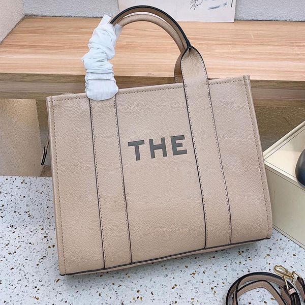 

fabric tote bag fashion letter print designer shopping bag women handbag genuine leather purse removable shoulder strap zipper open clutch