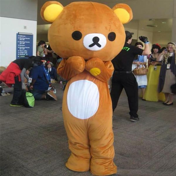 

2019 janpan rilakkuma bear mascot costumes size bear cartoon costume halloween party 161e, Red;yellow