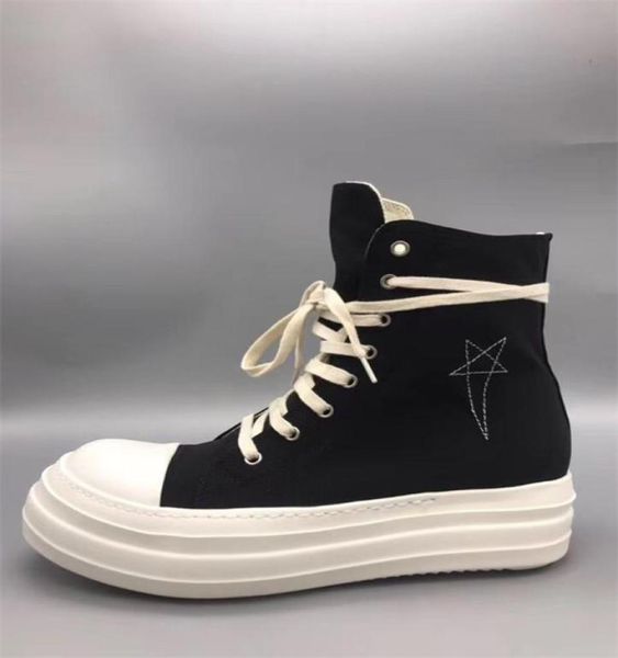 

22ss satin canvas thick sole lightweight street high boots pentagram embroidery sneakers italian punk rock boot5498671, Black