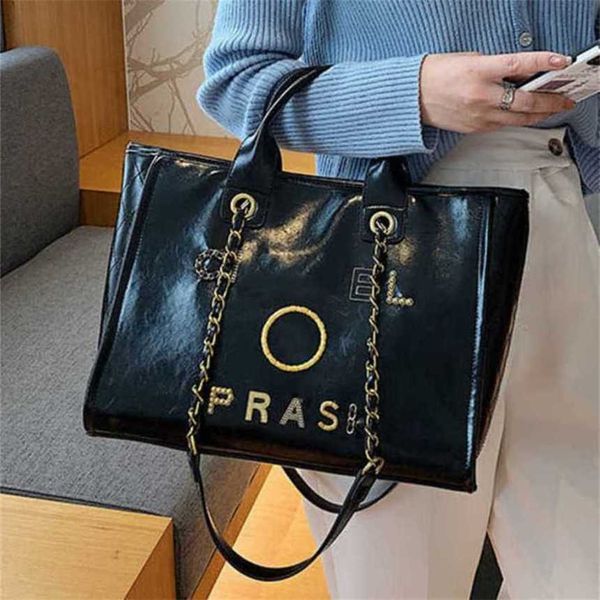 

50% off handbags women's luxury classics beach metal pearl letter badge tote bag small leather large chain wallet 628p