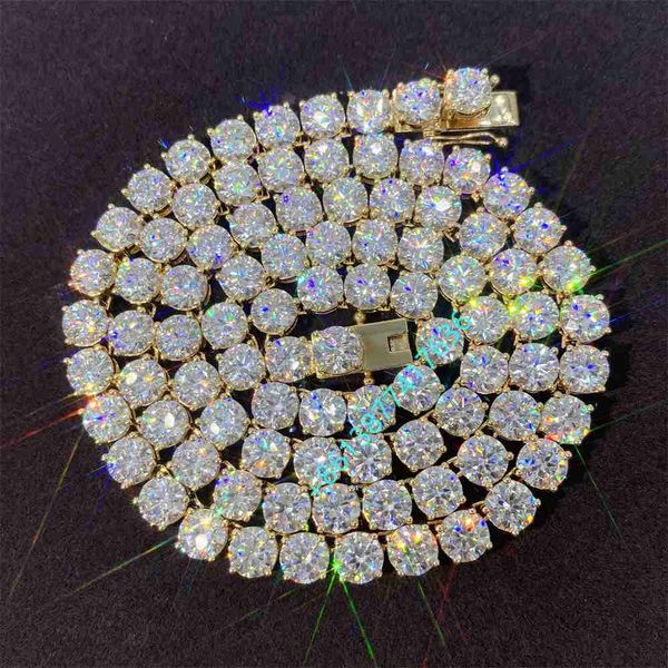 

18k white gold yellow gold moissanite tennis necklace 6mm 16" 18 " 20" 22" 24" 26" 28" vvs moissanite ten, Silver