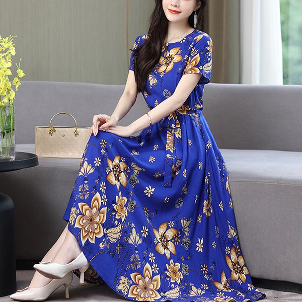 

casual dresses fashion summer long party dresses for women short sleeve o-neck elegant summer dress woman clothing 230419, Black;gray