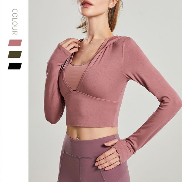 

yoga sports casual hoodie solid color loose shoulder women hoodies, White