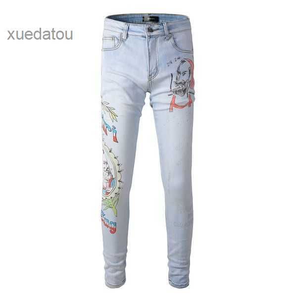 

distressed 20ss mens designer jeans ripped biker slim fit motorcycle denim for men fashion jean mans pants pour hommes #866 5 47p3, Blue