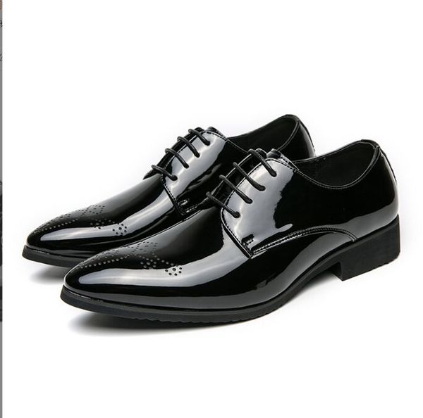 

dress shoes handmade brogue style paty leather wedding shoes men flats leather oxfords formal shoes loafers party flats boots, Black
