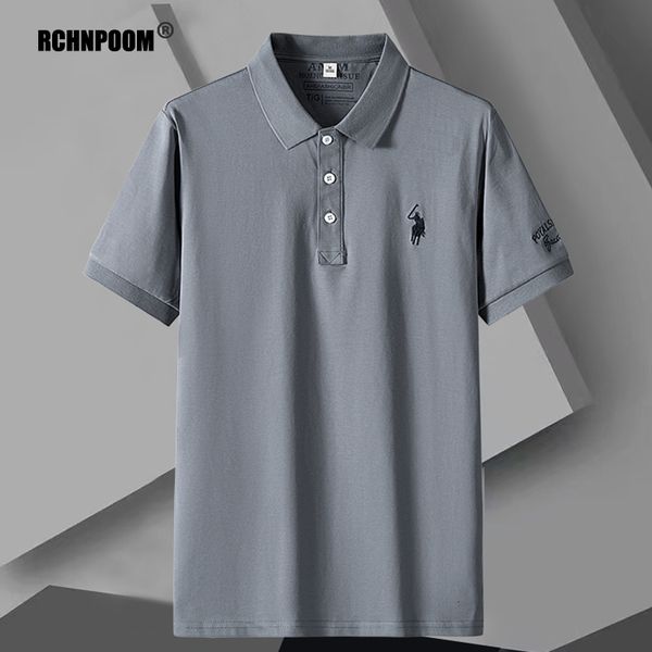 

men's t-shirts summer luxury business polo shirts men lapel casual fashion short sleeve men polos brand embroidered baggy men clothing, White;black
