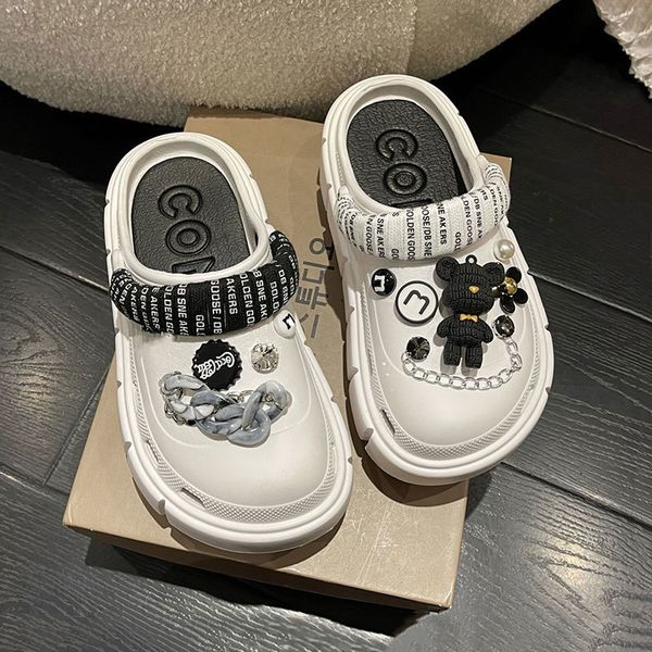 

slippers mo dou fashion charms clog shoes outdoor women slippers thick sole summer sandals for girls 230419, Black
