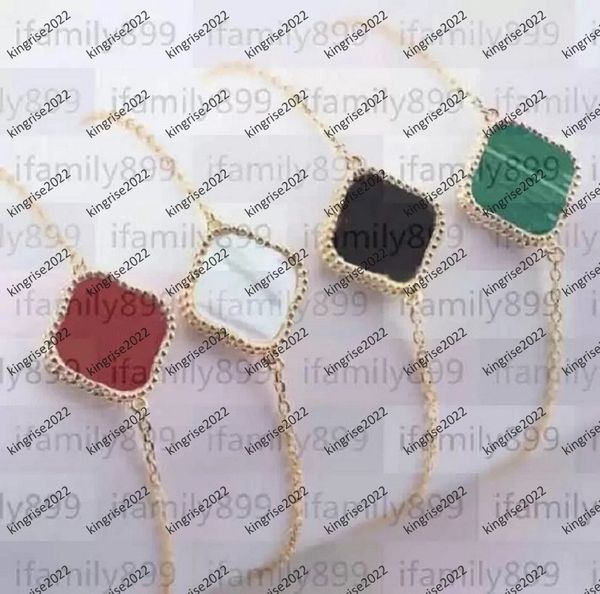

classic fashion charm bracelet a 4/four leaf clover luck flower pendant bracelets chain 18k gold agate shell mother-of-pearl for women girls, Golden;silver