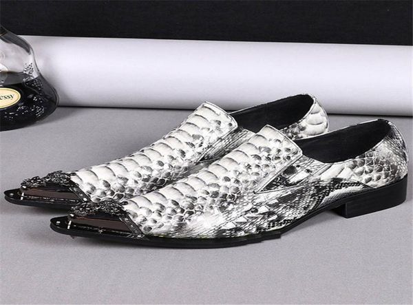 

mens oxford dress shoes print snakeskin shoes men steel pointed toe slip on shoes leather men spring chaussures1395613, Black