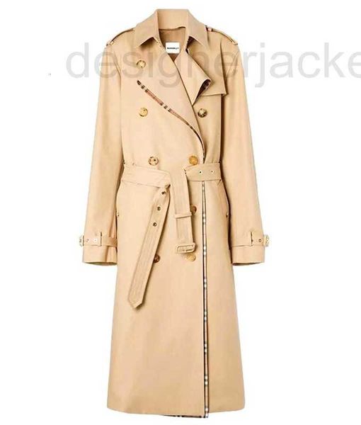 

women's trench coats designer spring and autumn new khaki double breasted windbreaker coat classic small man british style 7rl7, Tan;black