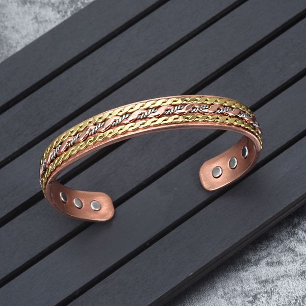 

bangle vinterly twisted magnetic copper bracelet health energy adjustable bracelet copper open cuff copper bracelets bangles for women 23041, Black