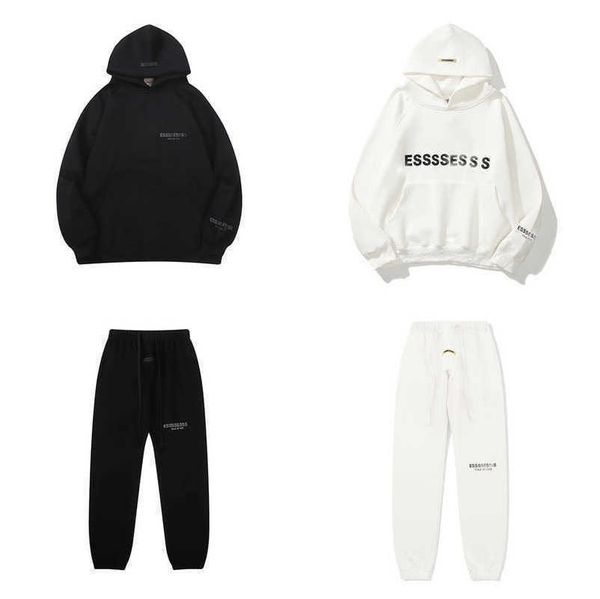 

classics luxury men's tracksuits essss entials sweatshirts letter hoodies men women sportswear hooded pant coat sweater pullover coupl, Gray