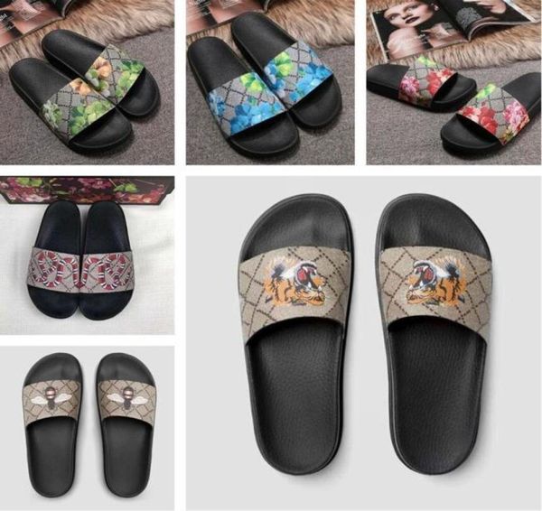 

2021 aaa fashion mens womens summer sandals beach slippers ladies flip flops loafers slides shoes with box dust bag6804354, Black