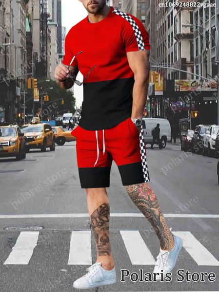 

men's tracksuits summer men sets tracksuit t shirt men clothes vintage trend sportswear 2 piece short outfits fashion streetwear solid, Gray