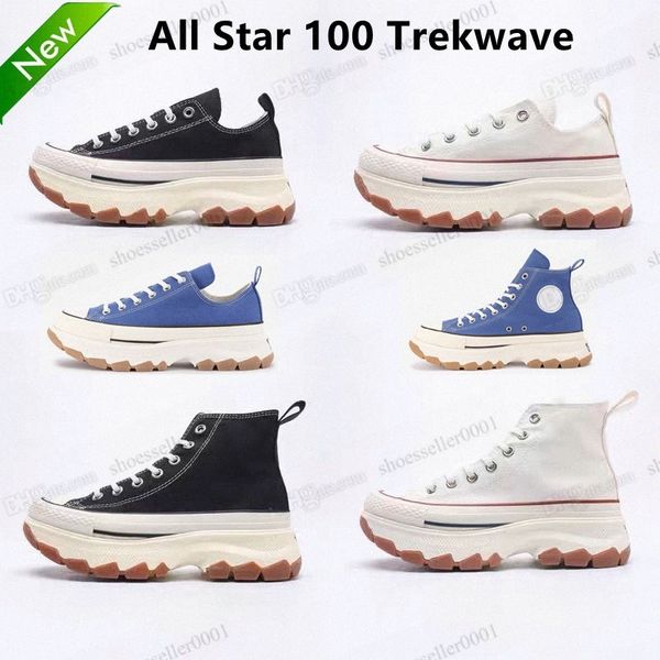 

100th anniversary thick bottom muffin casual shoes all star heightening 100 trekwave high low canvas shoe help men women board shoes 35-44 q, Black