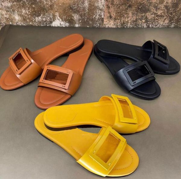 

2023s designer slides slippers women black with branded flats sandals leather embellished baguette pattern ladies letter beach flip flops wi