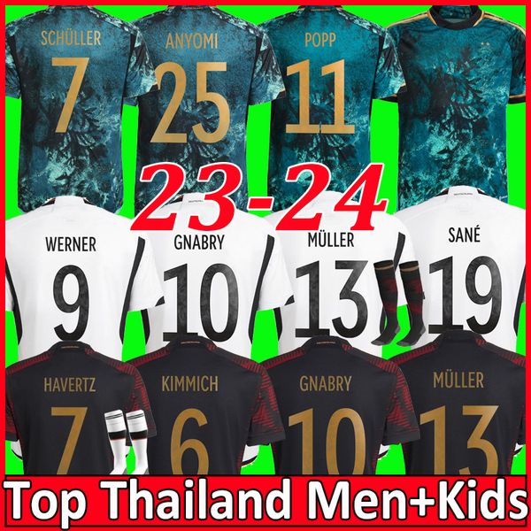 

2022 hummels germanies soccer jerseys fans player version kroos gnabry werner draxler reus muller gotze football shirt men kids kit set unif, Black;yellow