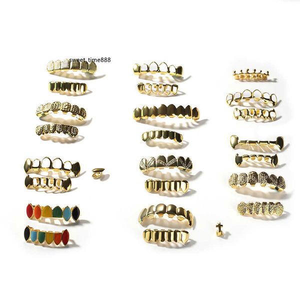 

mens gold grillz teeth set fashion hip hop jewelry eight 8 tooth six 6 bottom grills, Black