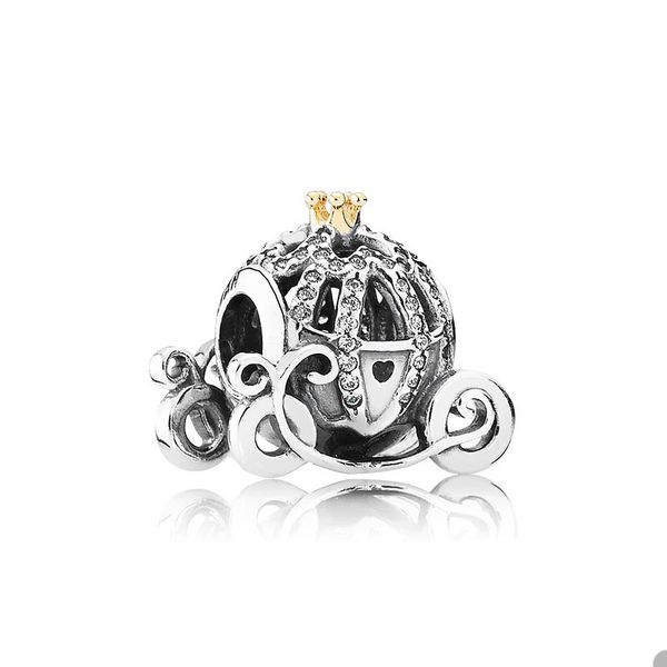 

925 sterling silver pumpkin coach charm for pandora snake chain bracelet making bead charms womens bangle jewelry findings with original box, Bronze;silver