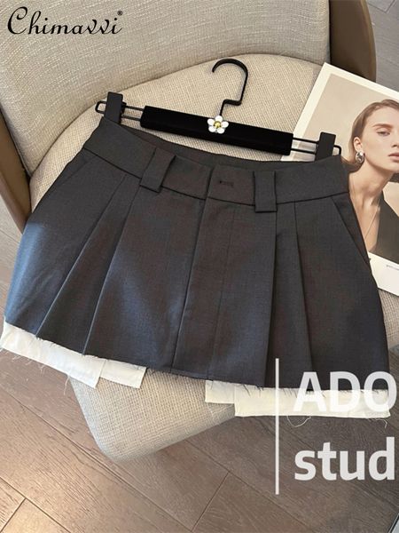 

skirts summer retro versatile high waist stitching a-line skirt women's fashion pleated slim fit short skirt for ladies 230419, Black