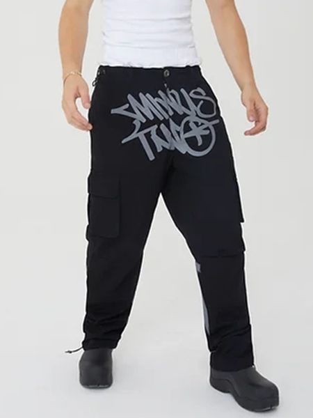 

mens pants y2k cargo pant minus two cargo y2k baggy black pants mens womens harajuku hip hop rock punk wide leg trouser streetwear 230419