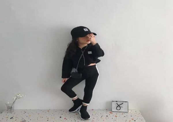 

ins baby kids short sweatshirt autumn girls hooded long sleeve zipper casual outwear designer children clothes q18368907654, Black