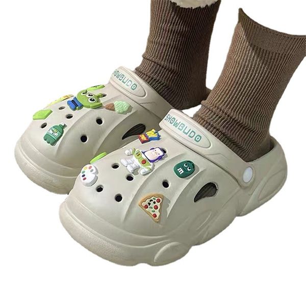 

2023 new style flower hole sandals slippers with a thick bottom for men and women's beach sandals and nurse garden shoes, Black