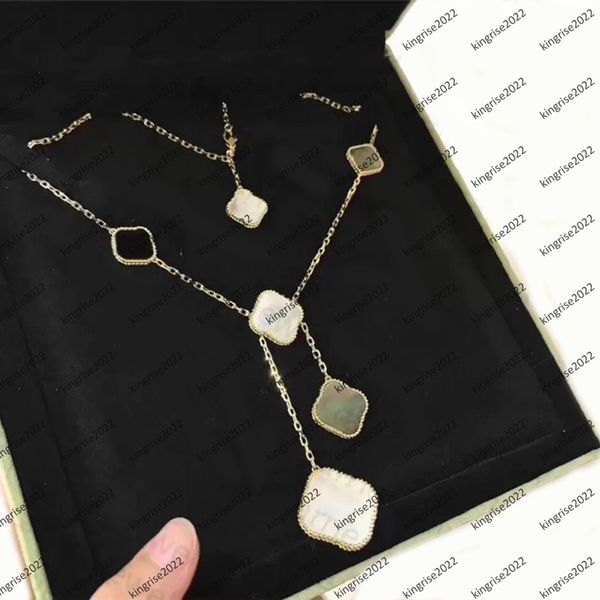 

18k gold van four leaf clover six/6 pendants necklace cleef french luxury brand classic 6 motifs necklace fashion designer jewelry elegant g, Silver