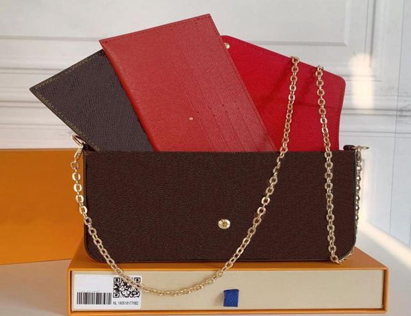 

three in one printed chain bag classic fashion style chessboard canvas wallet card bag popular armpit shoulder bags6459572, Red;black