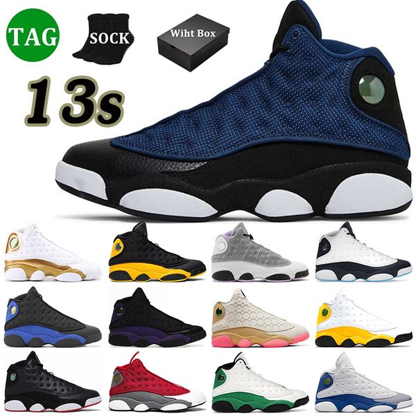 

13 high og mens basketball sports shoes 13s altitude dmp hyper royal french blue barons lucky green red flint outdoor designer trainer sneak, Black