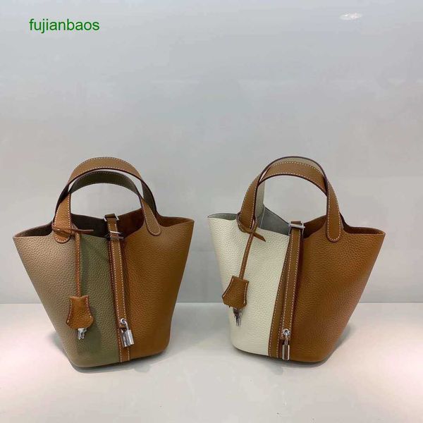 

hemres picotn handbags 2023 new layer cowhide colored vegetable basket bag lychee pattern genuine leather women's fashion, Black