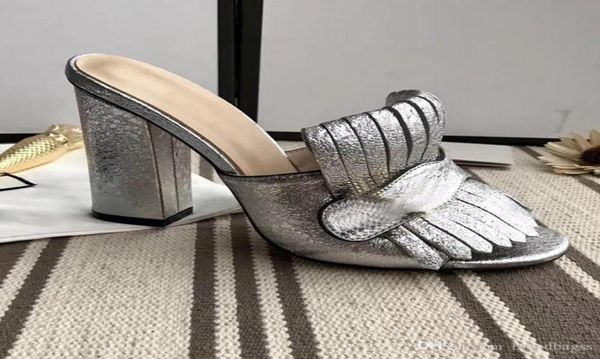 

luxury women shoes 2021 fashion luxury slippers fashion classic tassel high heels of 10cm with box size 35401004790, Black