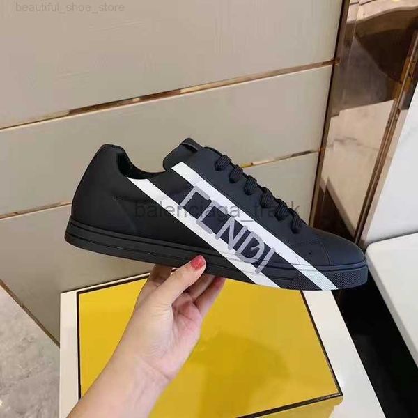 

fend ff designer leather sneakers shoes sole sports brand outdoor trainers luxury women platform men gym casual scasual flat shoe kgba, Black