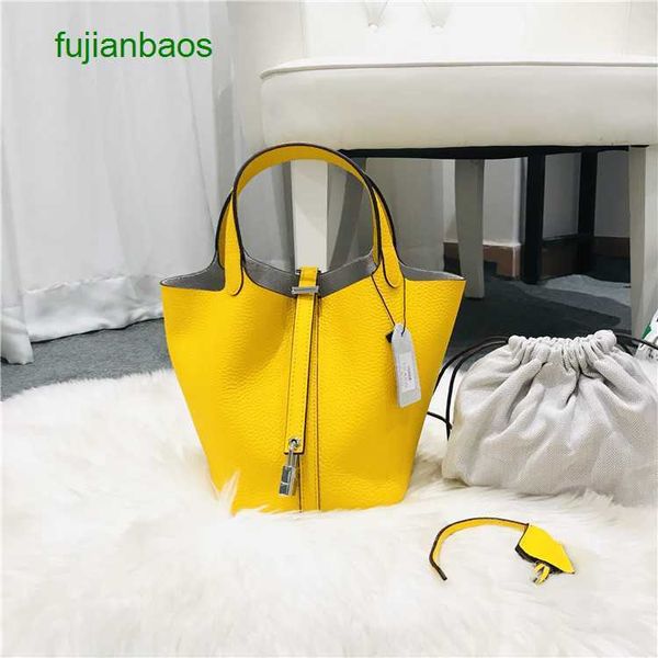 

hemres picotn handbags fashion cabbage basket bag women's handbag 2023 new leisure leather bucket, Black
