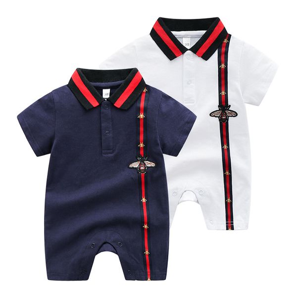 

baby lapel embroidery romper 0-3 months cotton rompers newborn baby bodysuit children one-piece onesies jumpsuits climbing clothes, Blue