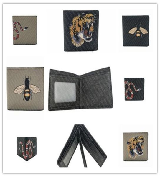 

men animal short wallet leather black snake tiger bee wallets women purse card holders with gift box1636481, Red;black