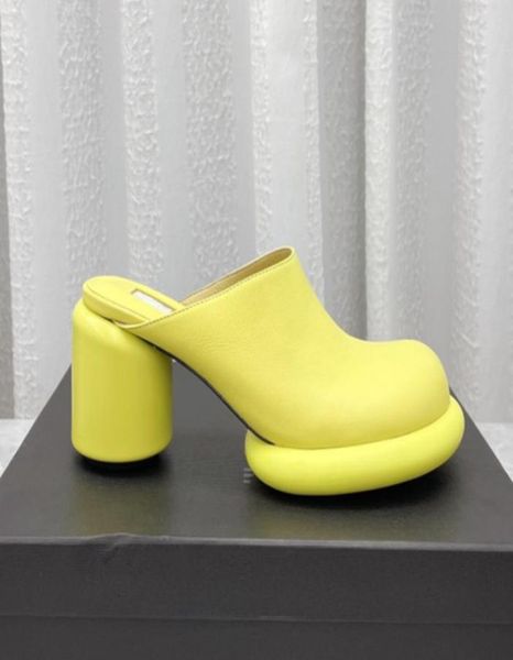 

real leather half slippers women 2022 spring summer high heel platform sandals fashion lazy loafers round toe casual mules2149907, Black