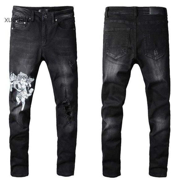

cool jeans fashion style mens luxury designer denim pant distressed ripped biker black blue jean slim fit motorcycle size 28-40 6mc4