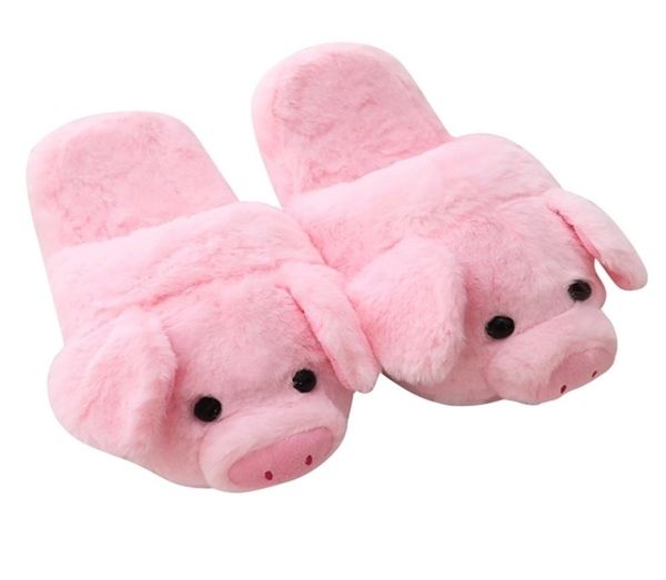 

millffy lovely women flip flop cute pig shape home floor soft stripe slippers female girls winter spring warm shoes y2010262936142, Black