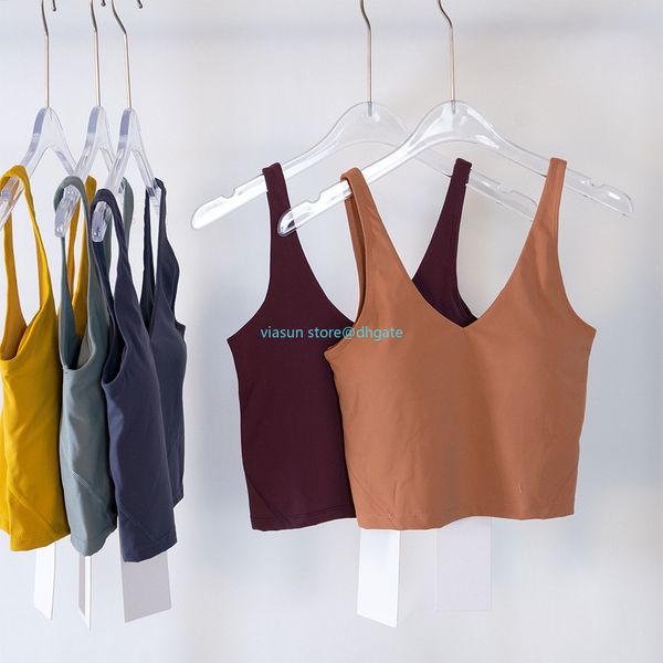 

ll align tank u bra yoga outfit women summer t shirt solid crop ll sleeveless fashion vest 17 colors, White;red