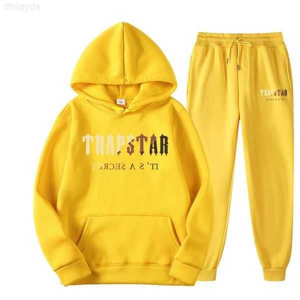 

brand designer new tracksuit trapstar printed sportswear men 15 colors warm two pieces set loose hoodie sweatshirt pants sets hoodie jogging, Gray