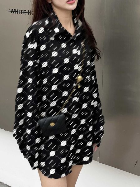 

23ss womens designer clothing women long sleeve shirt lapel blouse double f presbyopia monogram print shirt loose slimming women clothes, White