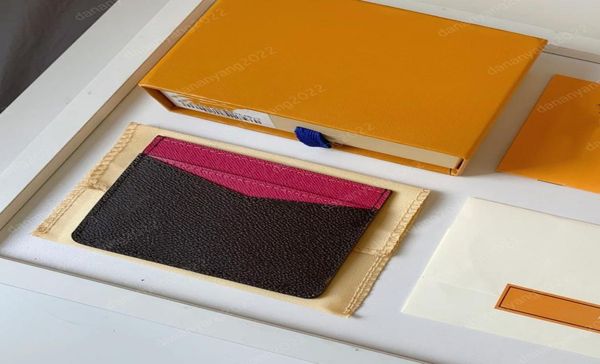 

2022 genuine leather card holder classic men women plaid check floral credit mini small wallet with box9232481, Brown;gray