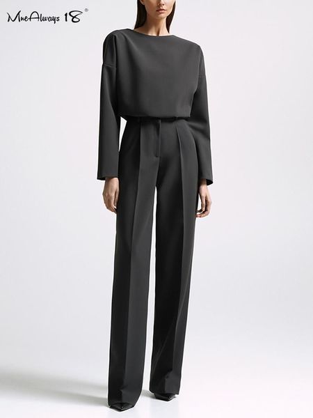 

pants mnealways18 office 2piece pants suits elegant lady long sleeves and classic wide pants floorlength business sets two piece, White